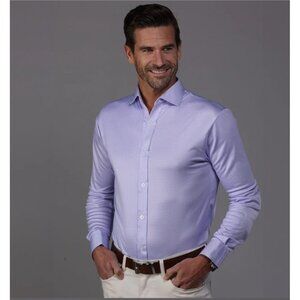 NWOT Collars &Co Small Semi-Spread Quattro Flex Dress Shirt Houndstooth Lavender